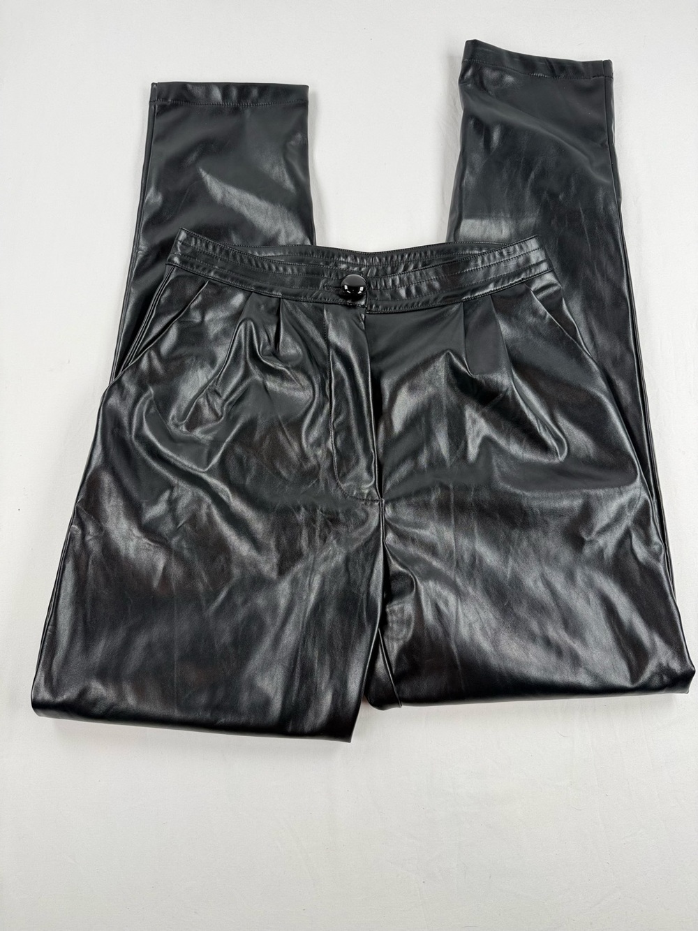 Princess Polly Black Faux Leather Skinny Leg Trousers with 2 Pockets